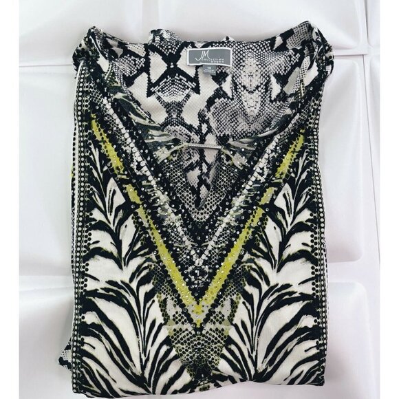 JM Collection Womens Plus Sz 1X Slinky Keyhole Blouse Tunic Swing Top Reptile - Picture 4 of 7